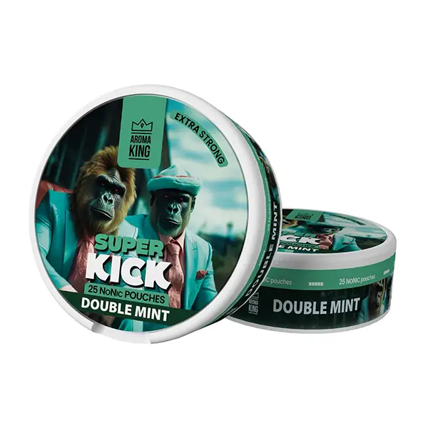 Aroma King Super Kick 5mg NoNic - 25mg Nicotine Substitute Pouches - 25 Pouches - Double Mint - Smoking Products