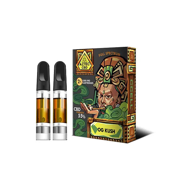 Aztec CBD 2 x 1000mg Cartridge Kit - 1ml - CBD Products
