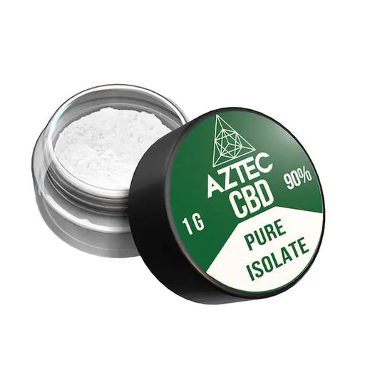 CBD isolate in a jar from Aztec CBD Isolate 90% 1000mg CBD product