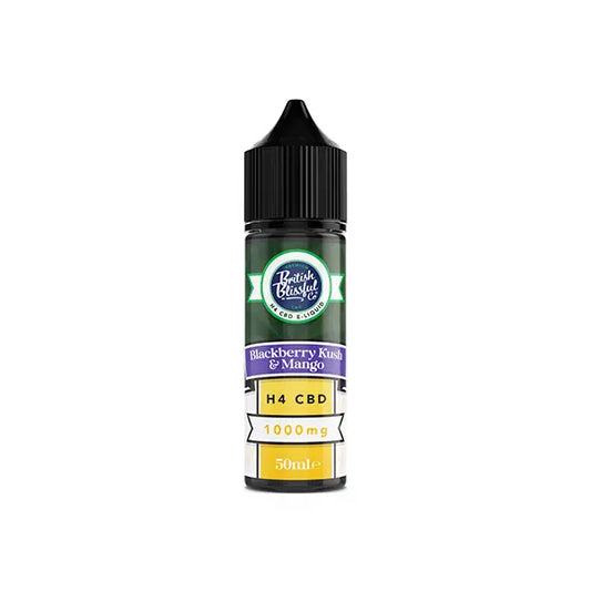 Bottle of Blackberry Kush and Mango H4 CBD E-Liquid for British Blissful 1000mg product