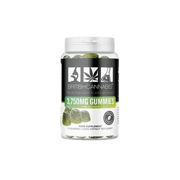 British Cannabis 3750mg Lime CBD Gummies- 25 Gummies - CBD Products