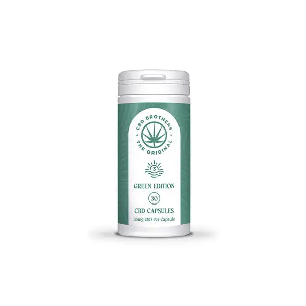 CBD Brothers Green Edition 1050mg CBD CBDA Vegan Capsules displayed in a product image