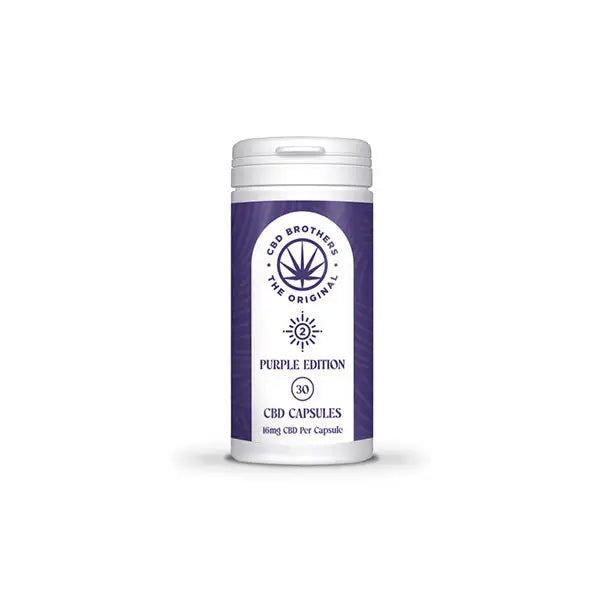 Purple CBD capsule bottle from CBD Brothers Purple Edition 480mg Vegan Capsules series