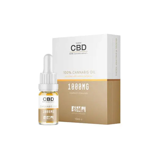 CBD by British Cannabis 1000mg Cannabis Oil 10ml bottle in a health supplement setting