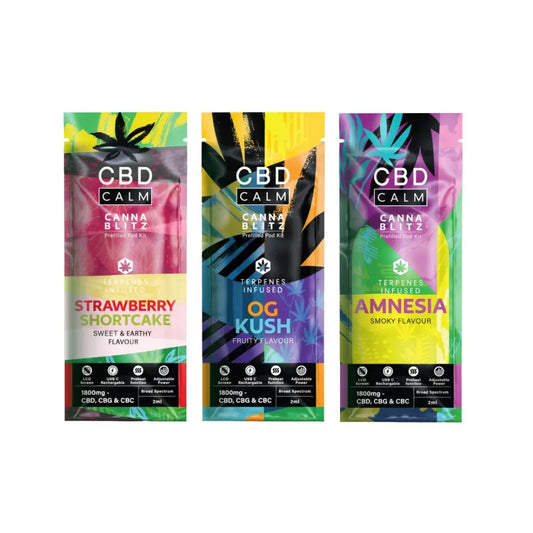 CBD Calm CANNABLITZ 1800mg CBD + CBG + CBC Prefilled Pod Vape Kit - Amnesia - CBD Products
