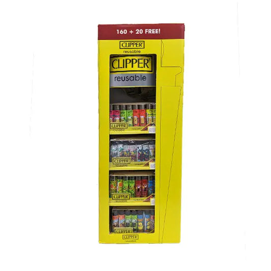 Clipper CP11RH 4 Tier Comboshape CDU 160 + 20 Mixed Design Lighters - CL3I128UKH - Smoking Products