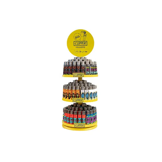 Clipper CP11RH 4 Tier Display Carousel - 144 + 20 Mixed Design Lighters - CL3H118UKH - Smoking Products