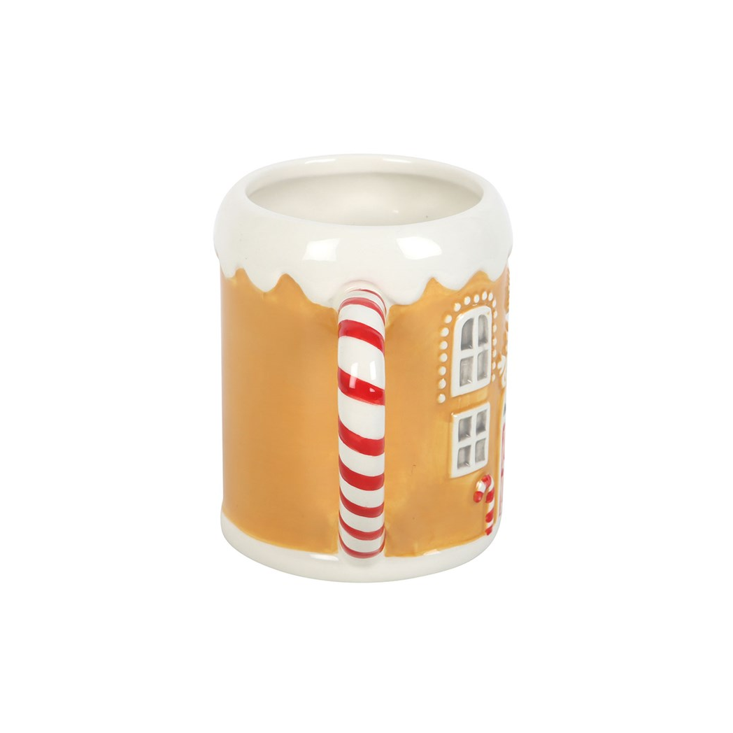 Candy Cane Gingerbread House Mug