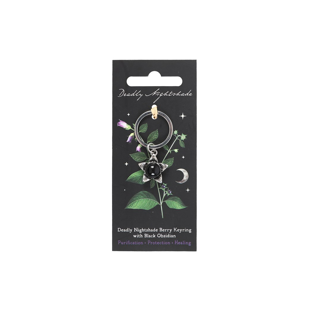 Deadly Nightshade Keyring with Black Obsidian