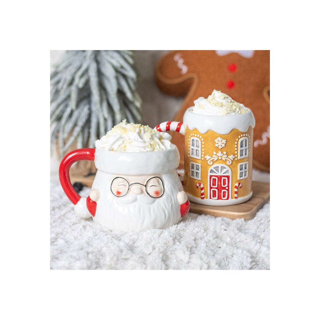 Candy Cane Gingerbread House Mug