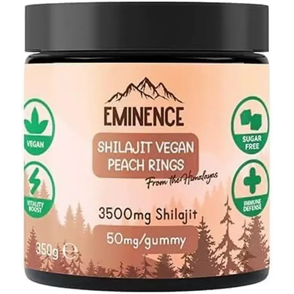 Eminence 7000mg Shilajit Vegan Gummies 350g - Peach Rings - Nootropics & Supplements