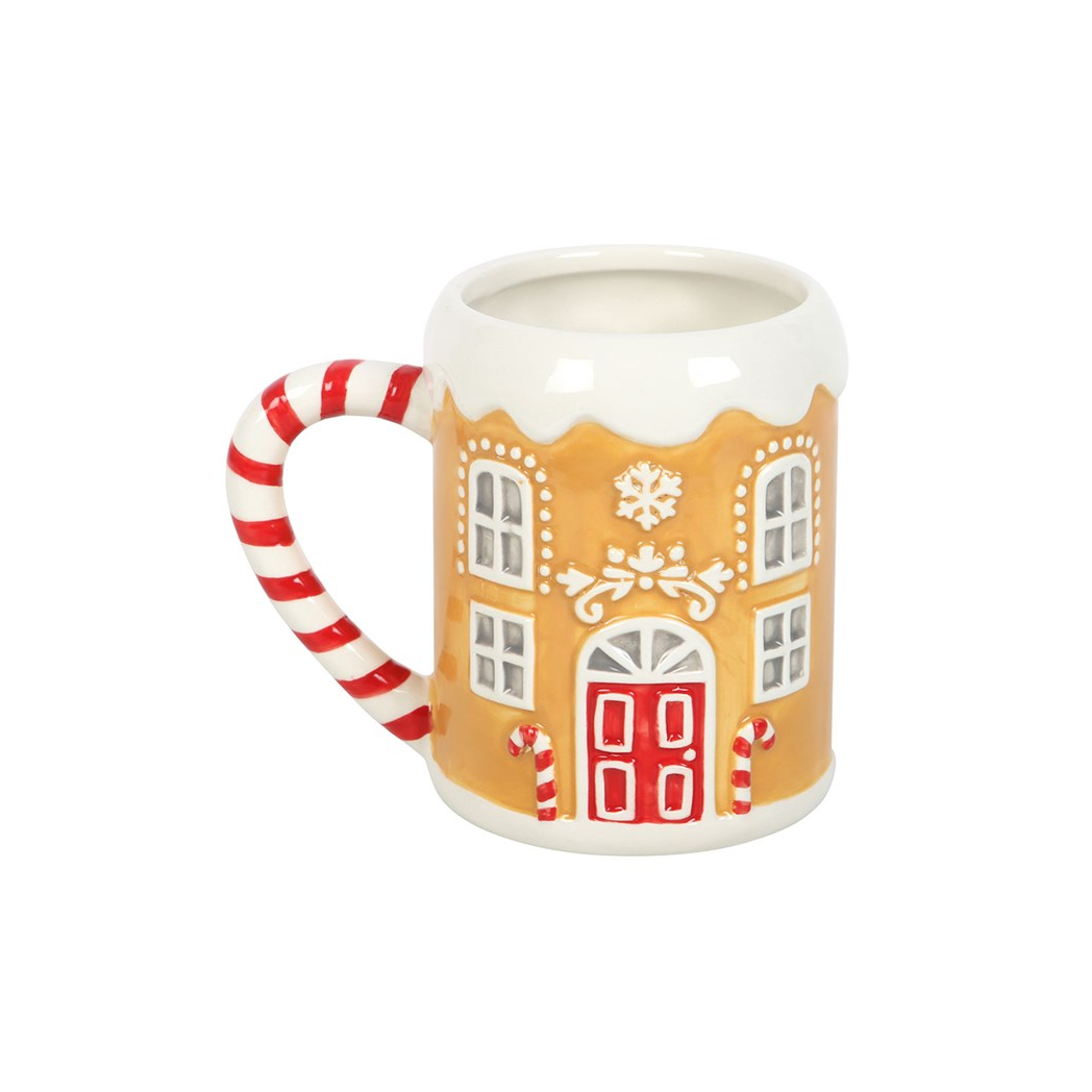 Candy Cane Gingerbread House Mug