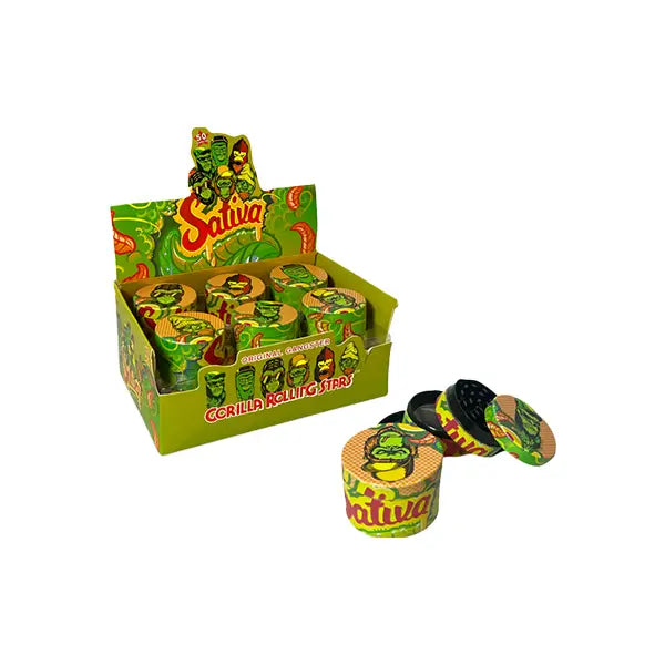 Gorilla Zinc Sativa Design 4 Parts Metal Tobacco Grinder Hybrid- PH6916 - GS1153 - Smoking Products