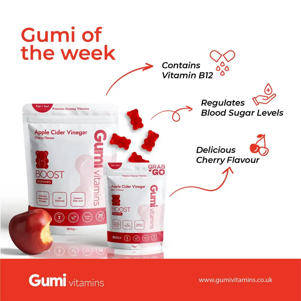 Gumi Vitamins Boost Apple Cider Vinegar Gummies - 60 Gummies - Nootropics & Supplements