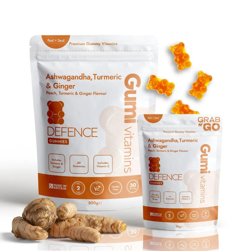 Gumi Vitamins Defence Ashwagandha Turmeric & Ginger Gummies - 60 Gummies - Nootropics & Supplements