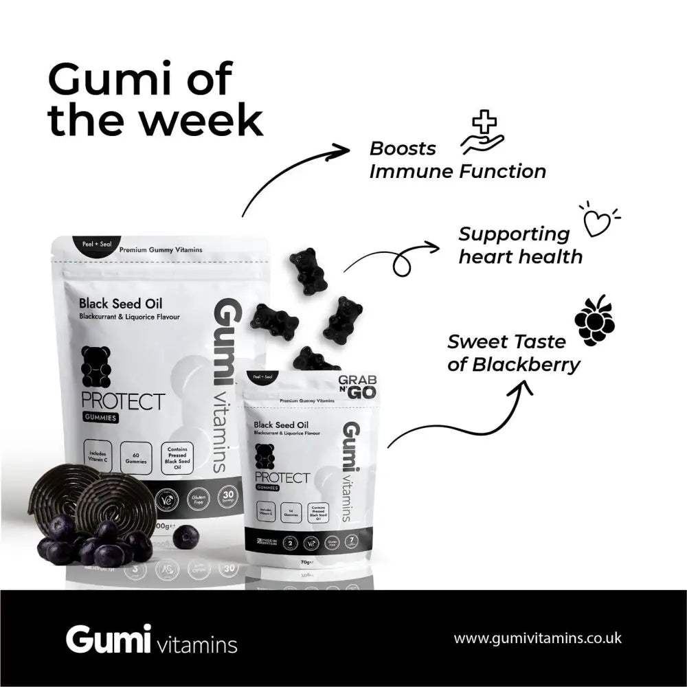 Gumi Vitamins Protect Black Seed Oil Gummies - 60 Gummies - Nootropics & Supplements