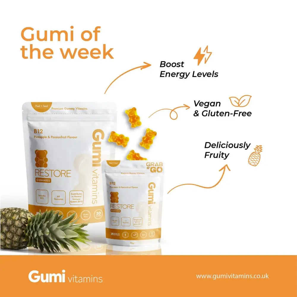 Gumi Vitamins Restore B12 Gummies - 60 Gummies - Nootropics & Supplements
