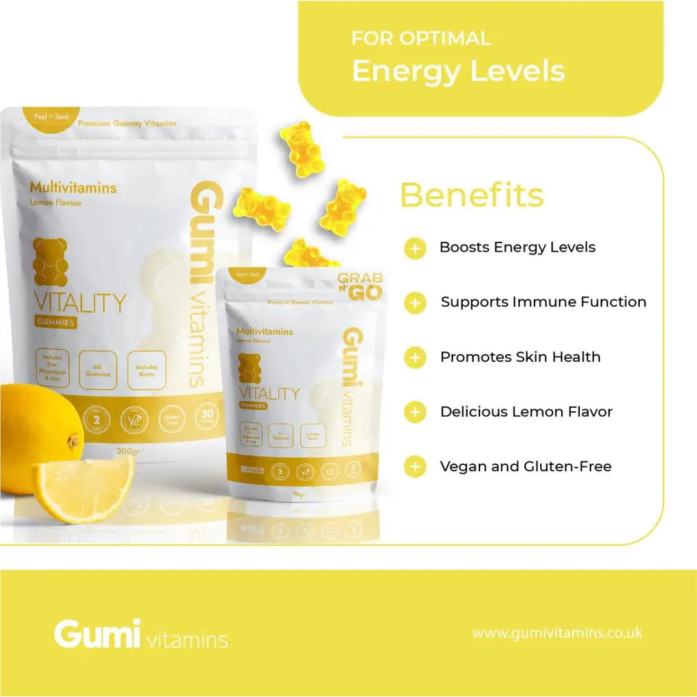 Gumi Vitamins Vitality Multivitamins Gummies - 60 Gummies - Nootropics & Supplements