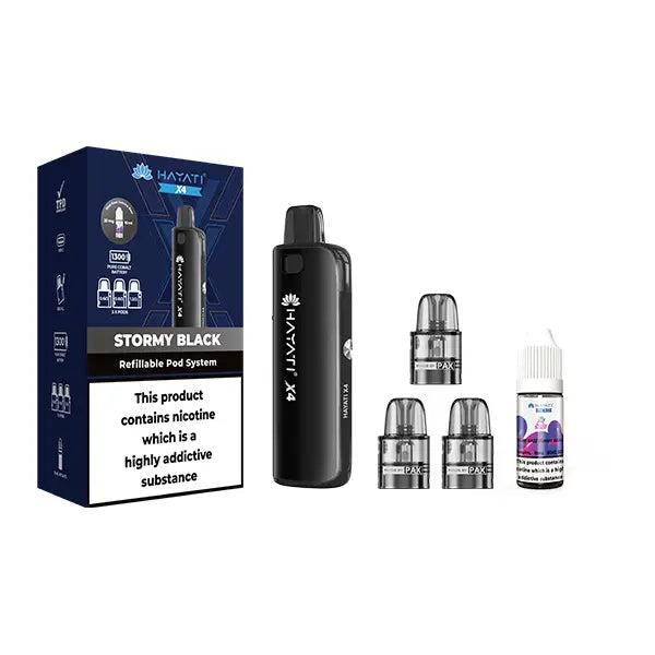 Hayati X4 Refillable Pod Vape Kit Includes 1X Nic Salts 20mg + 3x Refillable Pods - Vaping Products