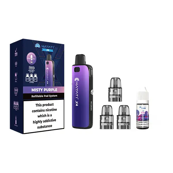 Hayati X4 Refillable Pod Vape Kit Includes 1X Nic Salts 20mg + 3x Refillable Pods - Vaping Products