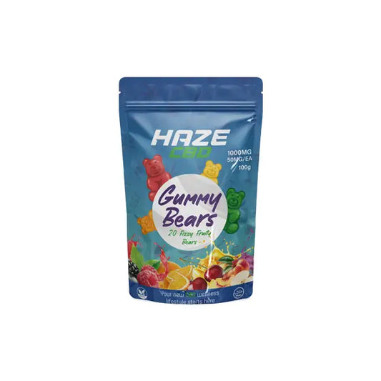 Bag of Haze CBD 1000mg Gummy Bears 20 Pieces for wellness and relaxation