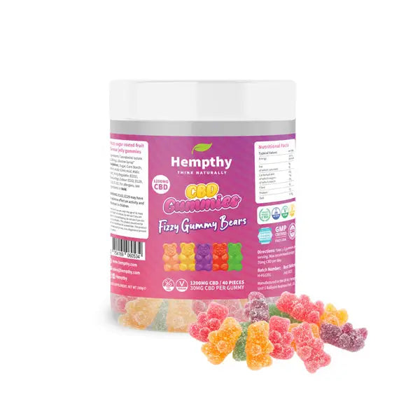 Hempthy 1200mg CBD Fizzy Gummy Bears - 40 pieces - CBD Products
