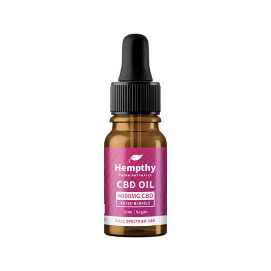 Hempthy 4000mg CBD Oil Full Spectrum Mixed Berries bottle with dropper for wellness