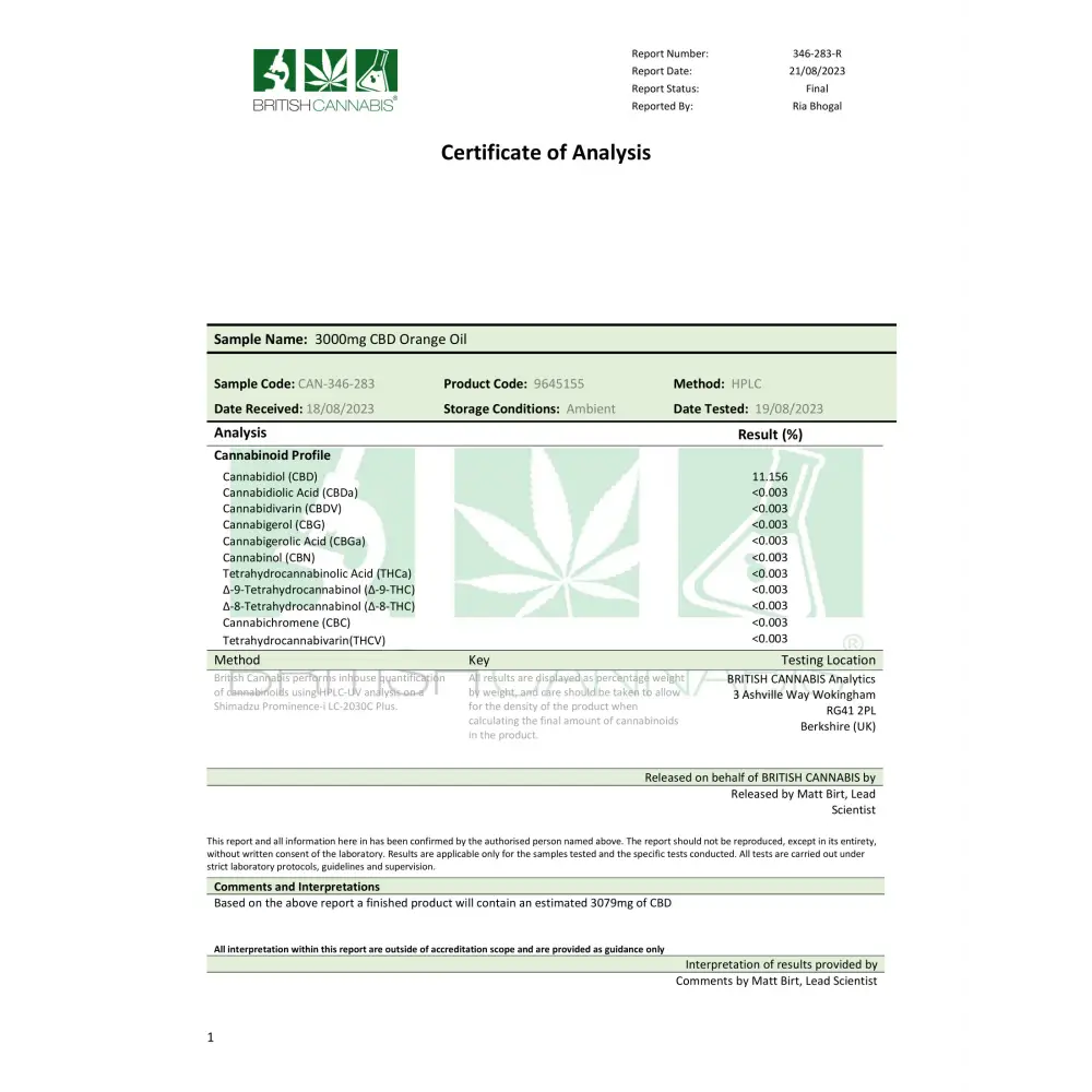 Hempura 3000mg Precision Sport CBD Broad Spectrum Oil Orange Flavoured - 30ml - CBD Products