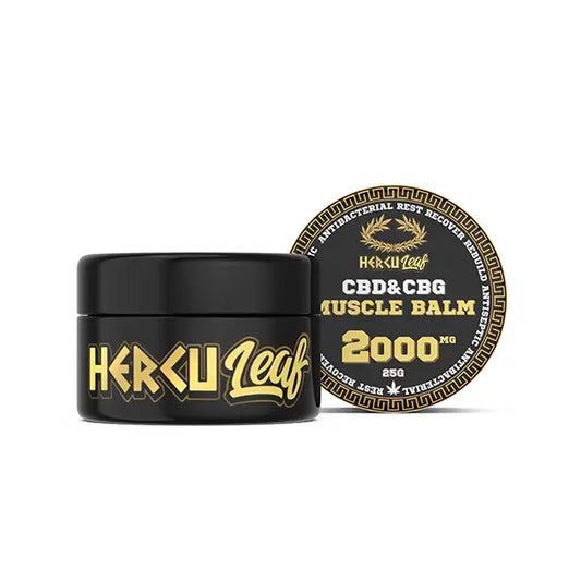 HercuLeaf 2000mg CBD and CBG Muscle Balm in a 25ml container for muscle relief