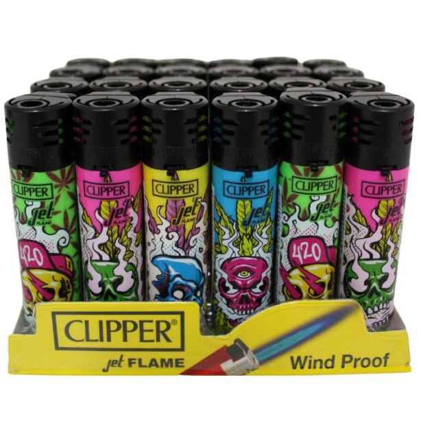 24 Clipper CKJ Classic Large Electronic Jet Flame High Skulls Lighters - CKJ3B061UKH