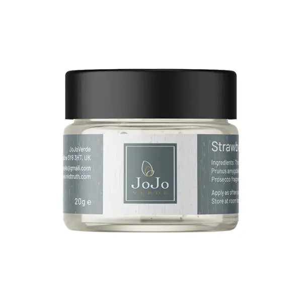 Cosmetic cream jar with black lid for JoJo Verde Ultracalm CBD Infused Lip Balm