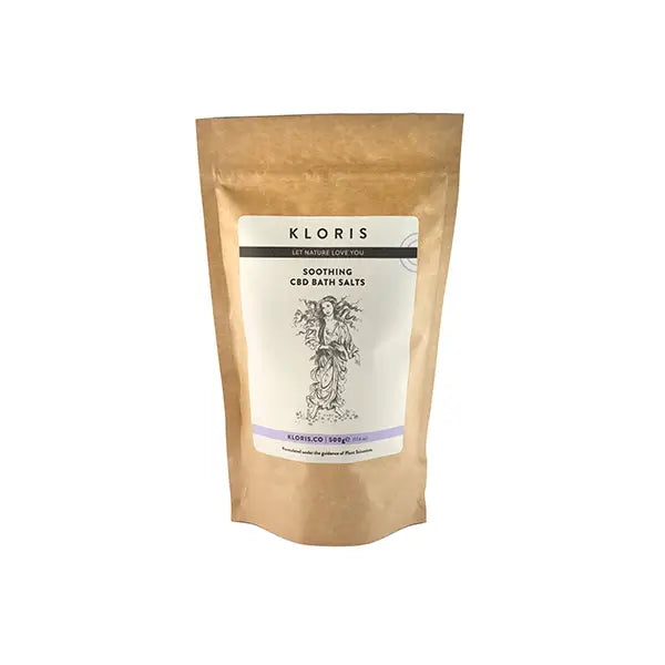 Bag of Kloris 1200mg Soothing CBD Bath Salts for relaxing bath experience
