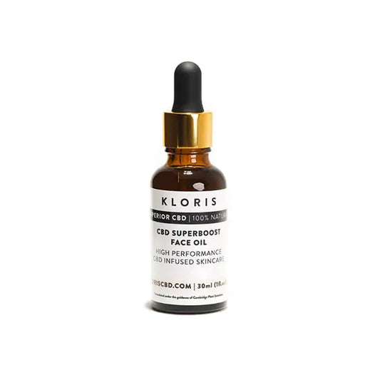 Kloris 2% CBD Superboost Face Oil in 30ml bottle for skin hydration and rejuvenation