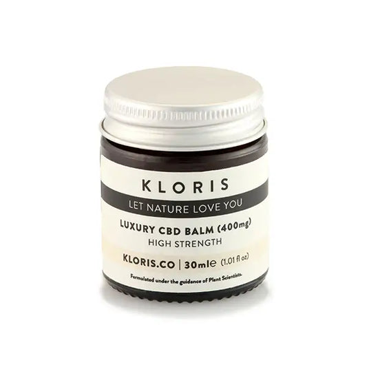 Jar of Kloris 400mg Luxury CBD Balm in a 30ml container for premium skincare