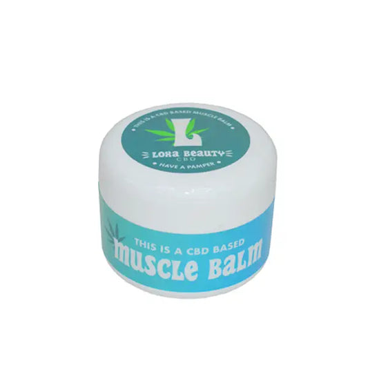 Loxa Beauty 1000mg CBD Muscle Balm in a white jar for soothing muscle relief