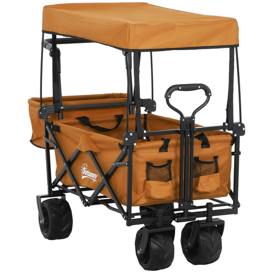 Durable Folding Cart with Canopy, 68kg Capacity - Outdoor Utility Trolley