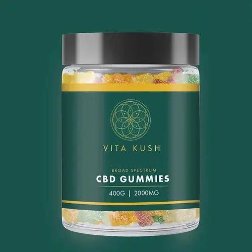 Jar of Max Strength Vegan Gummies 400g Mixed CBD edibles on a white background