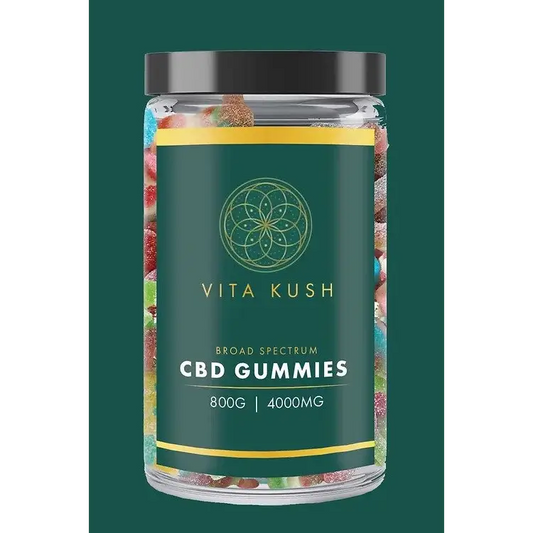 Jar of Max Strength Vegan CBD Gummies 800g Mixed displayed for quality and health benefits
