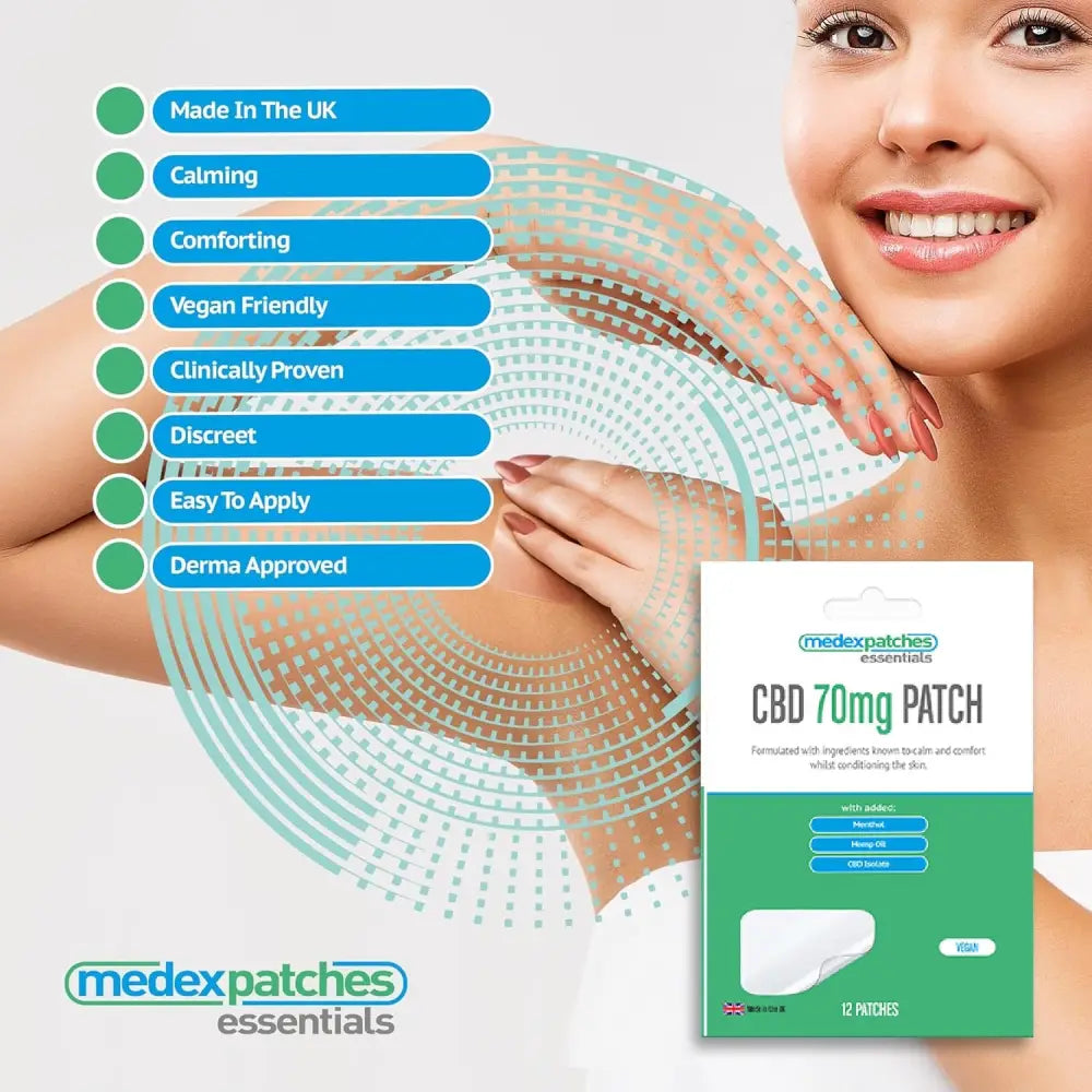 Medex Essentials Extra Strong Transdermal 70mg CBD Patches - 12 Patches - CBD Products