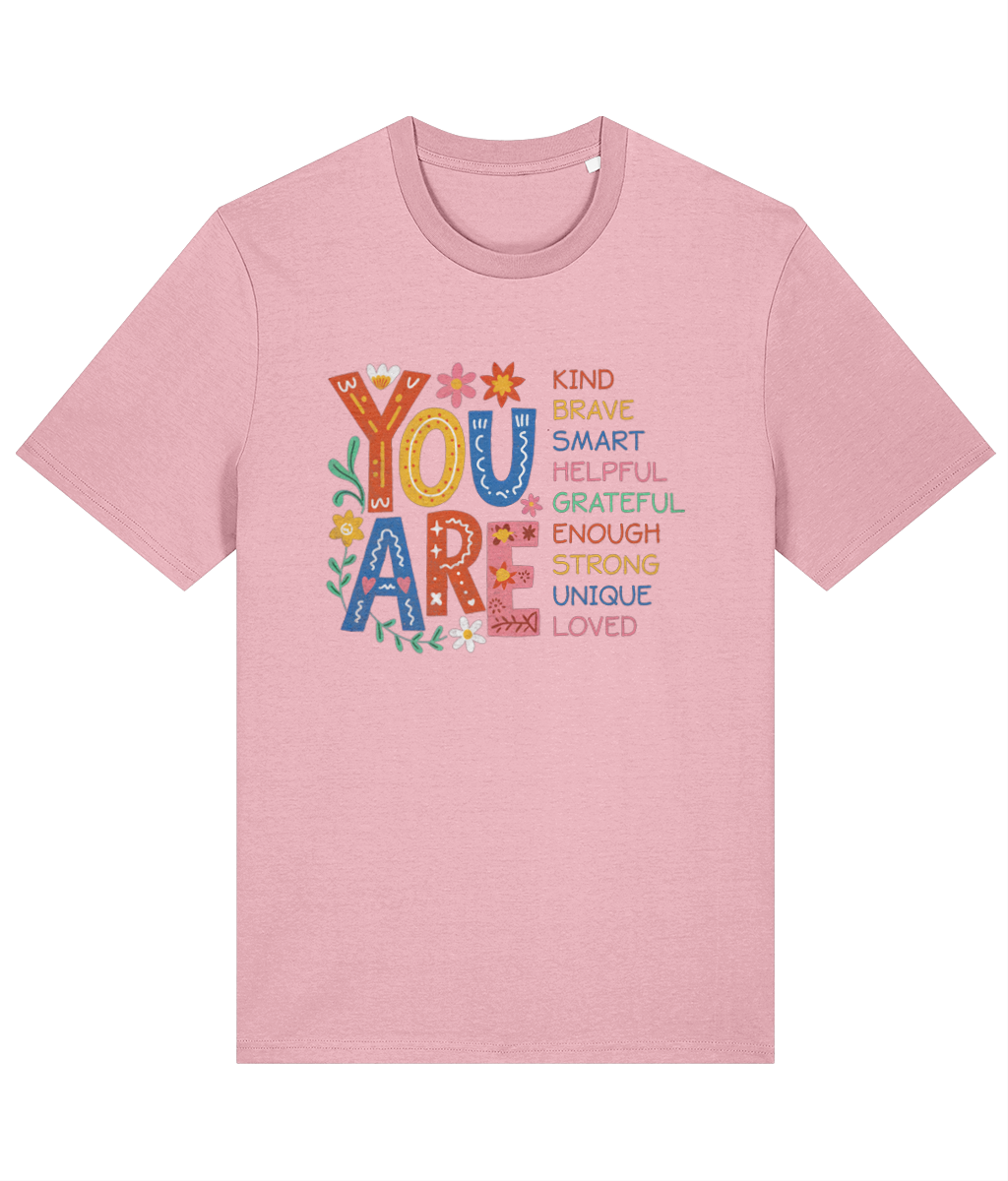 Inspirational Mental Health Graphic Tee | Colourful Self-Love Organic T-Shirt