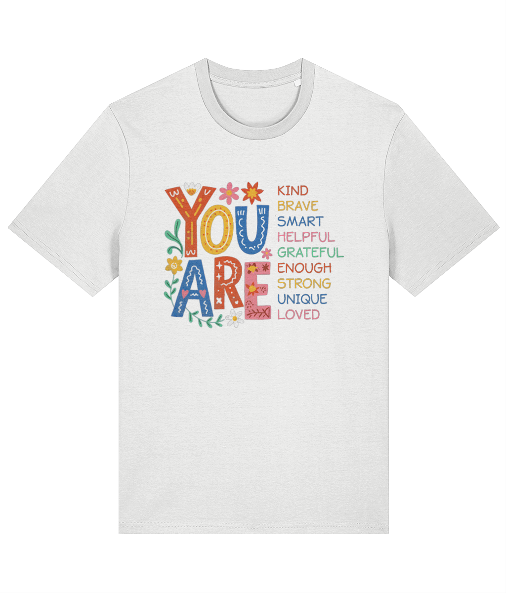 Inspirational Mental Health Graphic Tee | Colourful Self-Love Organic T-Shirt