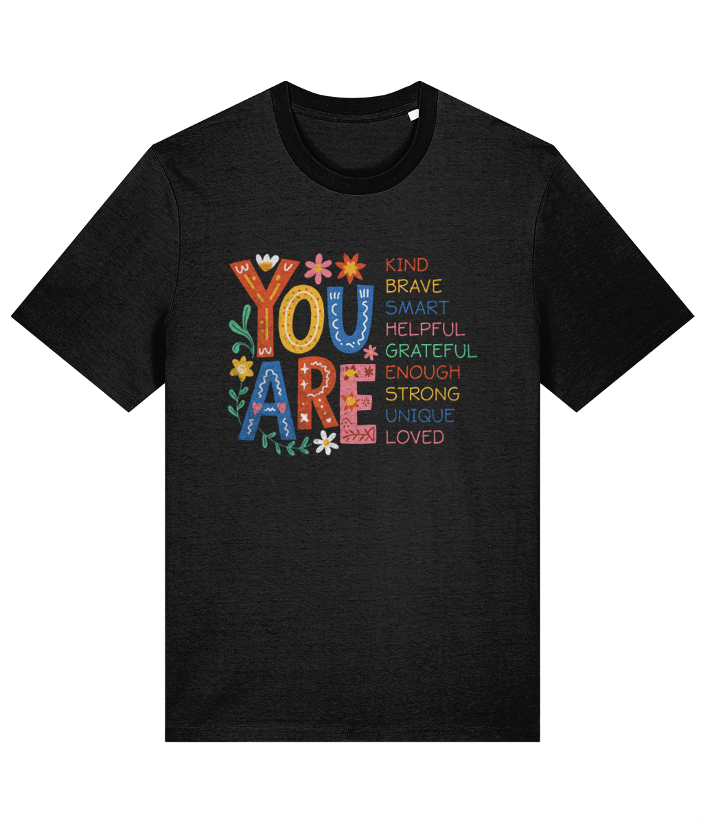Inspirational Mental Health Graphic Tee | Colourful Self-Love Organic T-Shirt