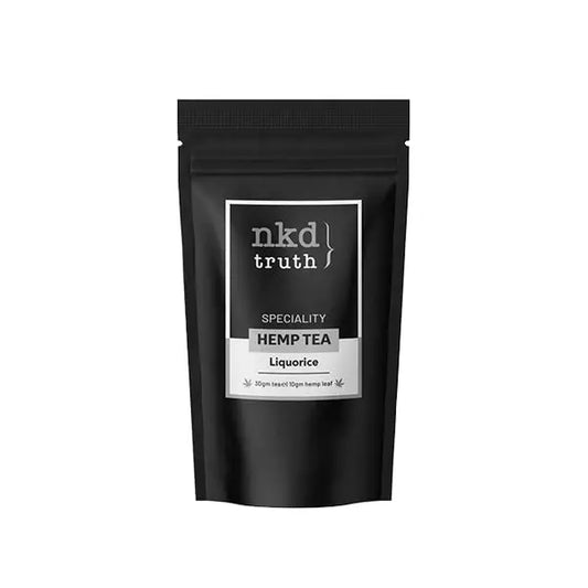 Black hemp tea bag from NKD 10mg CBD Wellness Tea 40g product package