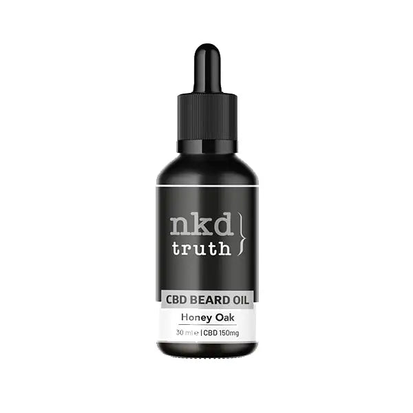 Black bottle of NKD 150mg CBD Infused Speciality Beard Oil, 30ml