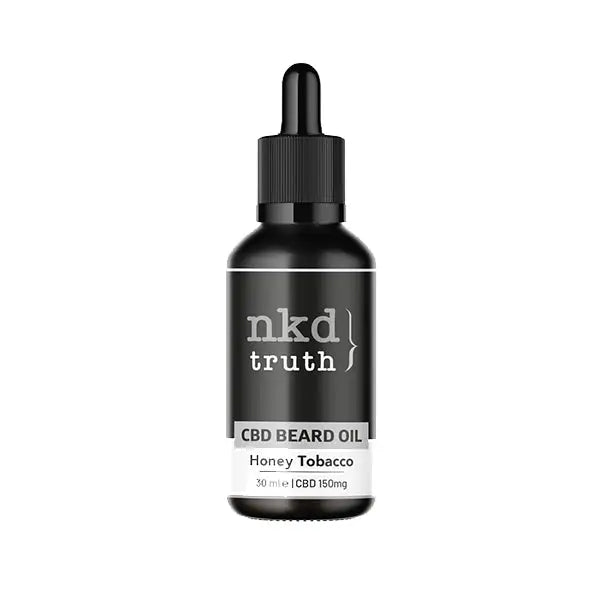 Black bottle of NKD 150mg CBD Infused Specialty Beard Oil 30ml