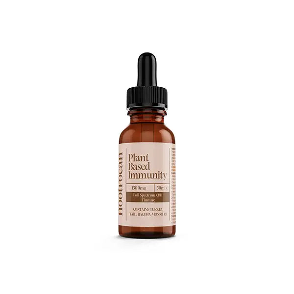 Plant-based immunity tincture in a brown glass bottle with dropper for Nootrocan CBD product