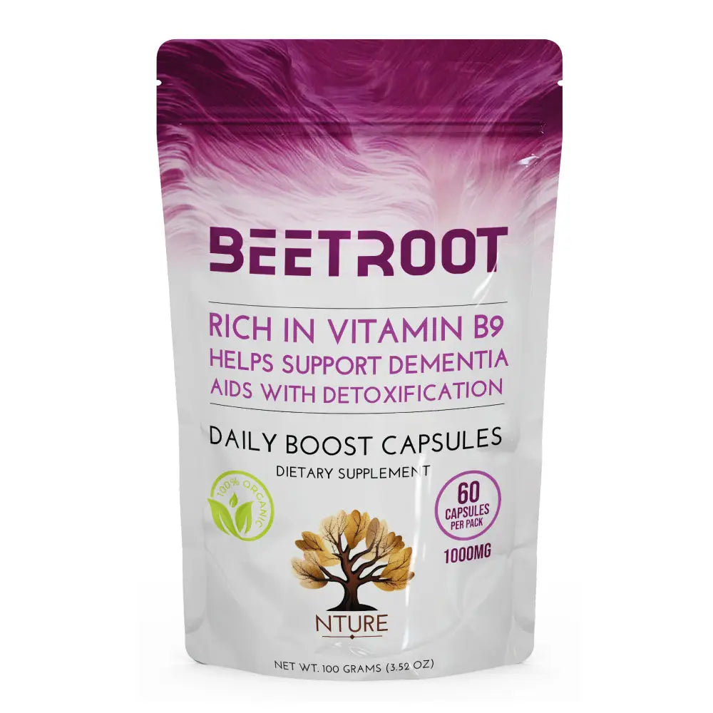 NTURE 1000mg Beetroot Capsules - 60 Caps - Nootropics & Supplements