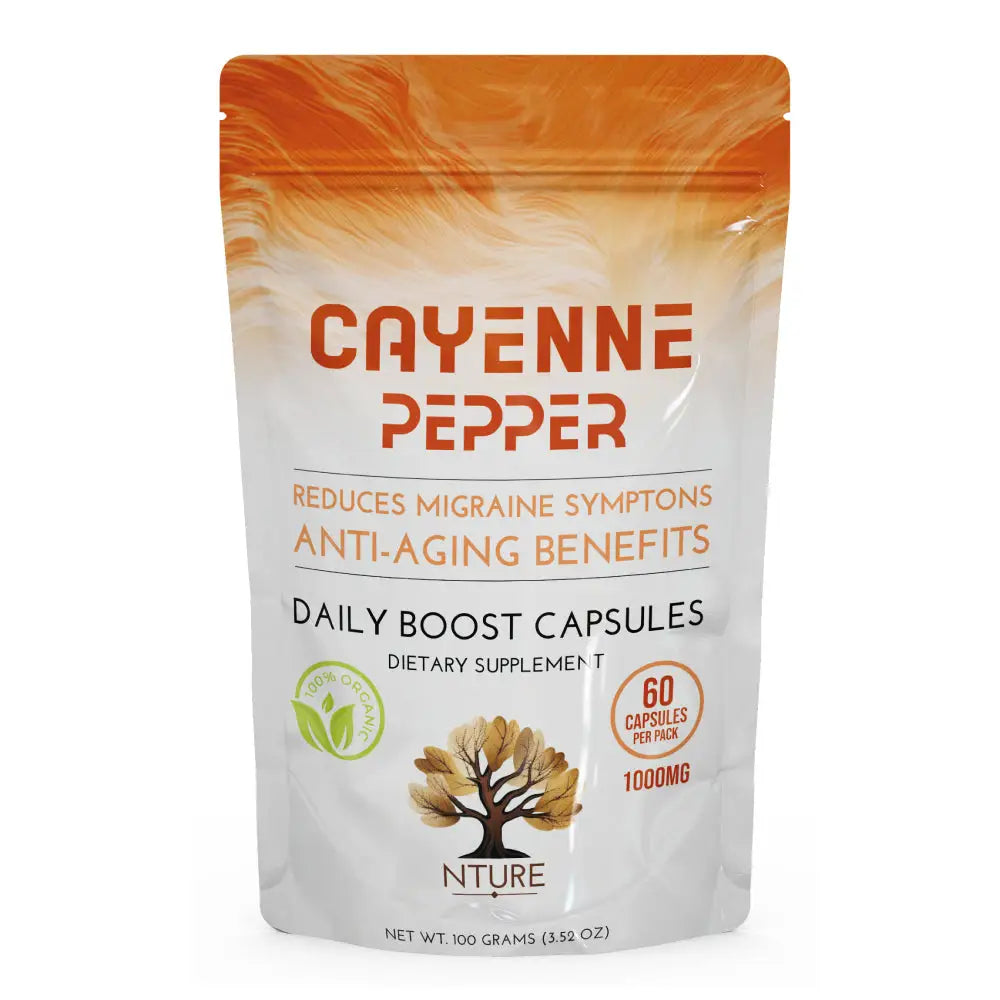 NTURE 1000mg Cayenne Pepper Capsules - 60 Caps - Nootropics & Supplements