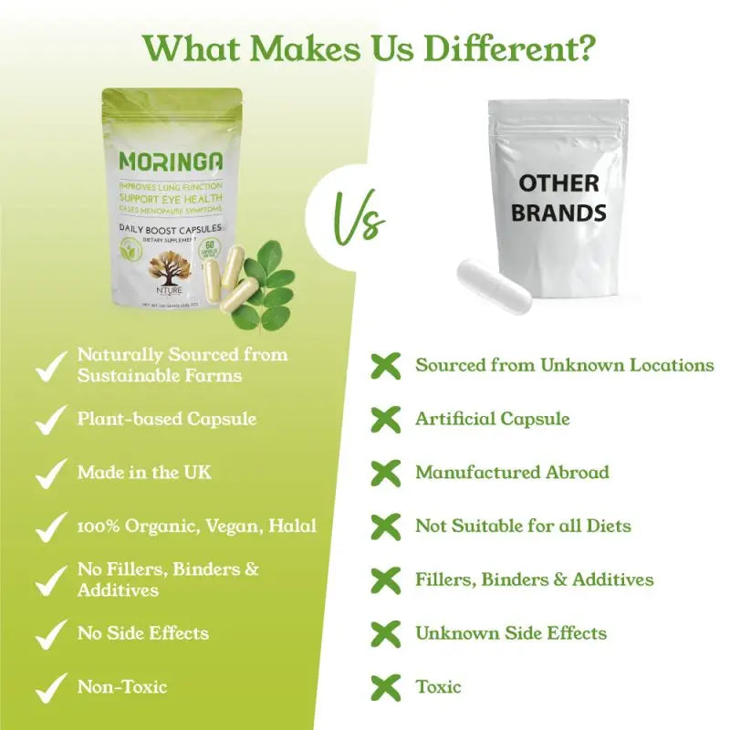 NTURE 1000mg Moringa Capsules - 60 Caps - Nootropics & Supplements