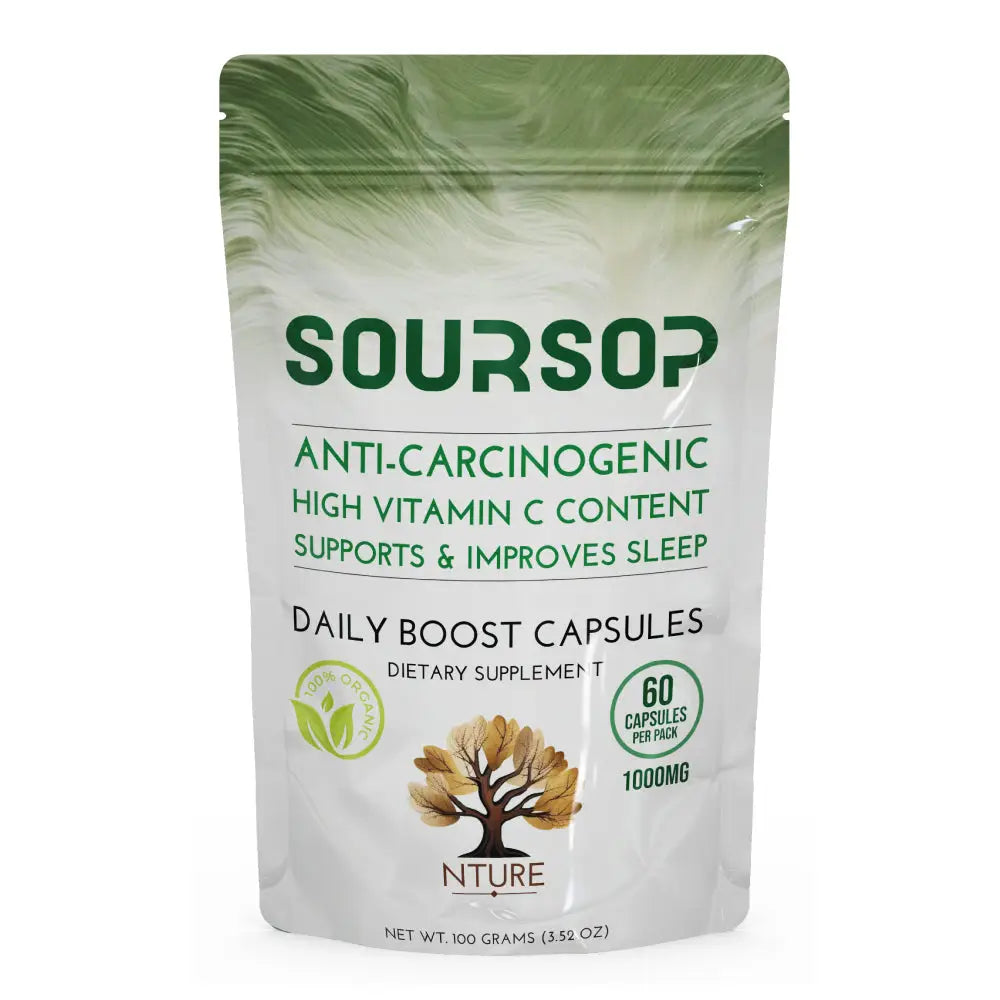 NTURE 1000mg Soursop Capsules - 60 Caps - Nootropics & Supplements